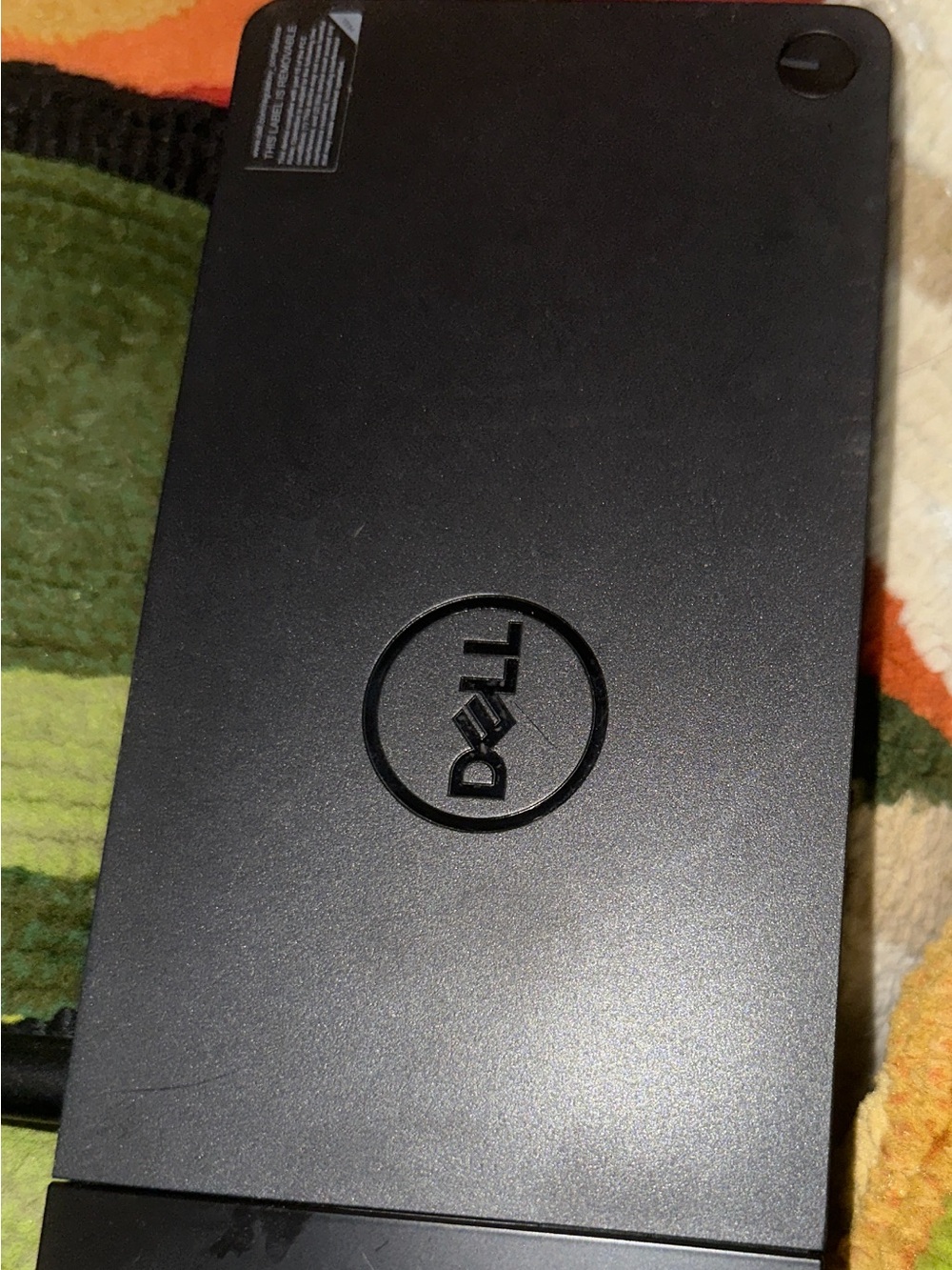 Dell Black Power Adapter Label with White Barcode